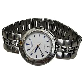 Vintage Courreges Armbanduhr aus Edelstahl Silber Weiß