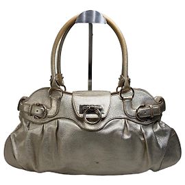 Salvatore Ferragamo Bolso de cuero estructurado Vintage Ferragamo Gold