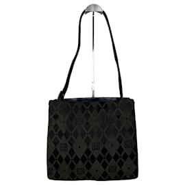 Vintage Givenchy Schultertasche aus beschichtetem Canvas mit geometrischem Logo Olive Black