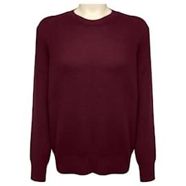 Camisola de malha em lã e cashmere Prada borgonha com logótipo triangular