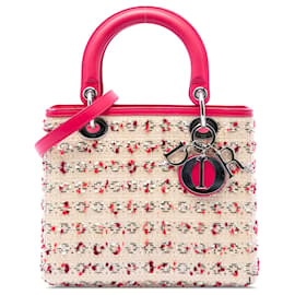 Borsa Lady Dior Medium in rafia intrecciata Beige
