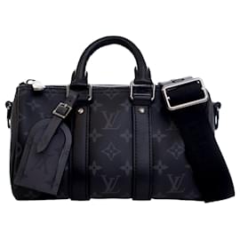 Borsa Keepall Bandouliere 25 Louis Vuitton Monogram Eclipse Reverse Nera