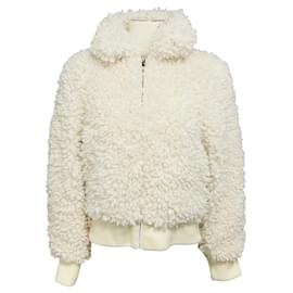 Giacca in eco-pelliccia bouclé Blanche bianca Maje