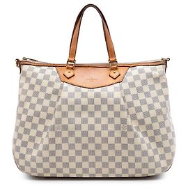 Bolsa Satchel Louis Vuitton Siracusa GM Damier Azur Branca