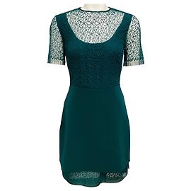 Jason Wu Collection Sea Green Corded Geometric Lace Minikleid