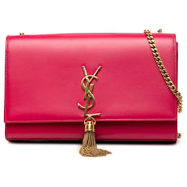 Borsa a tracolla Kate Tassel Classic Monogram Medium in pelle di vitello liscia rosa Saint Laurent