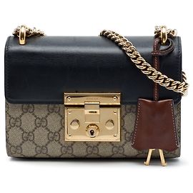 Gucci Small GG Supreme Padlock Crossbody Beige