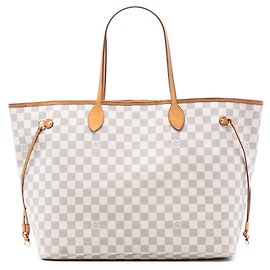 Bolso Tote Louis Vuitton Neverfull GM Damier Azur blanco