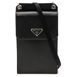 Borsa crossbody per smartphone Prada Saffiano Nera