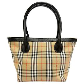 Borsa Tote Burberry Haymarket Check Canvas Beige