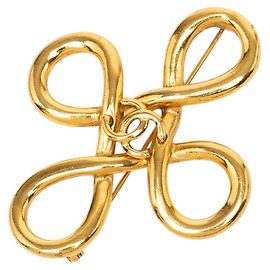 Spilla Chanel CC Placcata Oro con Nodo Infinito