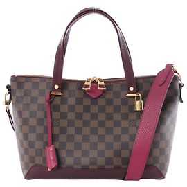 Borsa a mano 2Way Louis Vuitton Hyde Park Damier Ebene Marrone x Viola N41015