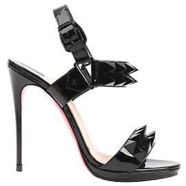Christian Louboutin Miziggoo Spiked Patent Leather 120 Heels in Black, Size 40.5 EU