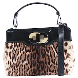 Bulgari Borsa 2Way Bvlgari Isabella Rossellini Leopard in vitello con stampa leopardata x pelle Nero x Marrone