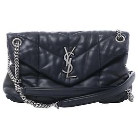 Autre Marque Saint Laurent Paris Loulou Puffer Leather Chain Shoulder Bag in Black 577476