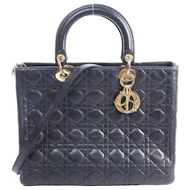 Borsa a mano 2Way Lady Dior Large in pelle Cannage di Christian Dior, Nero