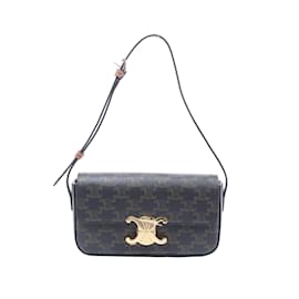 Céline Celine Triomphe Claude Schultertasche aus PVC und Leder in Braun