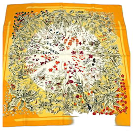 Hermès Hermes Carre 90 La Prairie Silk Scarf, Orange