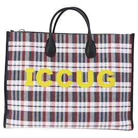 Borsa Tote Gucci ICCUG in finta rafia ricamata Large