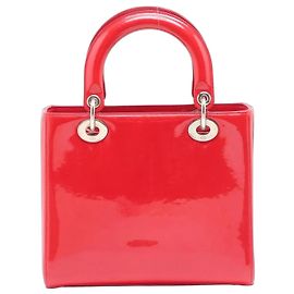 Christian Dior Lady Dior Tasche aus rotem Lackleder