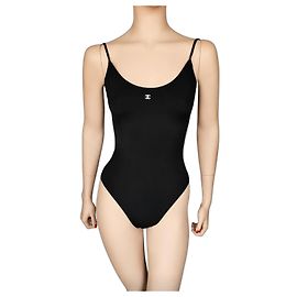 Fato de banho Chanel preto logo CC