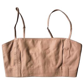 IRO Davina Leder-Bustier-Top beige