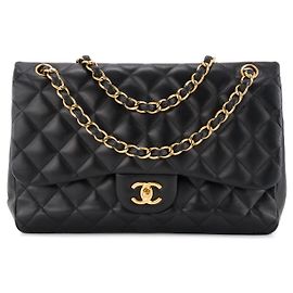 CHANEL - Borsa a tracolla Classic/Timeless Jumbo Chanel in pelle liscia nera
