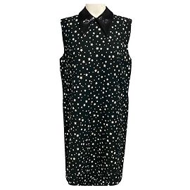 Abito in crepe Miu Miu con stampa a stelle Nero / Avorio e collo di paillettes