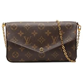 Borsa a tracolla Louis Vuitton Monogram Pochette Felicie Marrone