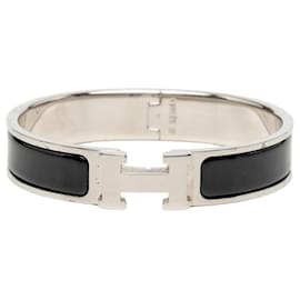 Bracciale Clic H PM stretto in smalto nero Hermès