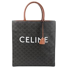 Céline Celine Triomphe Vertical Cabas Large PVC x Leather Handtasche in Schwarz x Braun