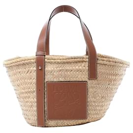 mala LOEWE Basket Medium em ráfia x couro Beige x Brown
