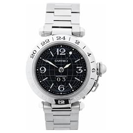 CARTIER Pasha C Meridian W31049M7 2550300244PB SS AT Uhr mit schwarzem Zifferblatt