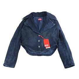 Diesel DE-ALI-S GIACCA Cropped Denim Jacke in Navy Blue, Größe XL
