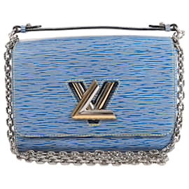 Borsa a tracolla Louis Vuitton Twist MM in pelle Epi Blu M50271