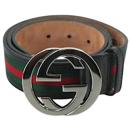 Gucci Brauner Ledergürtel Metallschnalle mit ineinandergreifendem GG-Logo 80/32