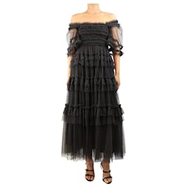 Needle & Thread Gestuftes Tüllkleid in Schwarz - size UK 8