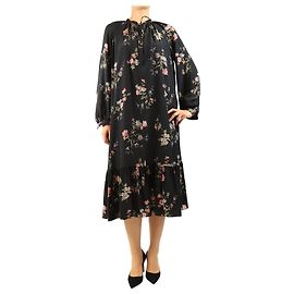Céline Vestido floral de seda negro - size UK 8