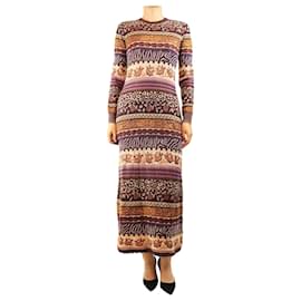 Ulla Johnson Langärmeliges Strickkleid in Lila und Braun - Größe S
