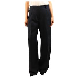 Dries Van Noten Pantalones de lana azul marino - size UK 10