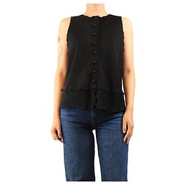 Giorgio Armani Schwarzes ärmelloses Oberteil mit Knopfleiste - size UK 16