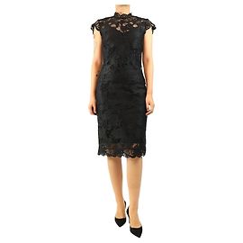 Staud Vestido corto de encaje negro con manga corta - size UK 8