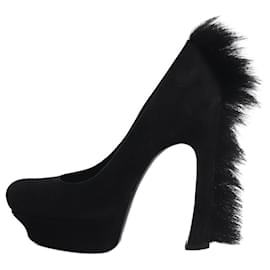 Saint Laurent Plateau-Absatzschuhe aus schwarzem Wildleder - Größe EU 38 (UK 5)