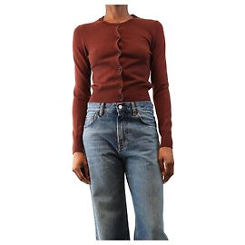 Paige Jeans Pullover mit Puffärmeln in Dunkelbraun - size XS