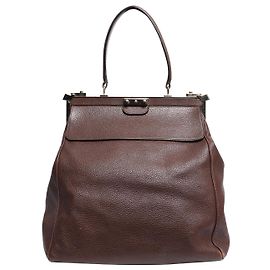Giorgio Armani Leder-Tote-Bag mit braunem Rahmen