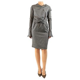 Roland Mouret Vestido midi de lana gris - size UK 14