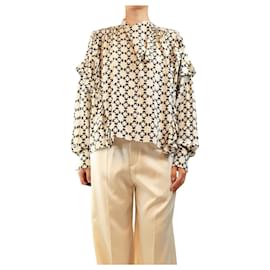 Isabel Marant Camicia in seta stampata bianca e nera - size UK 10