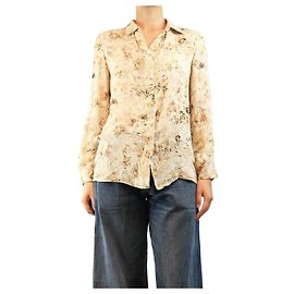 Chloé Blusa de seda floral neutra - size UK 10