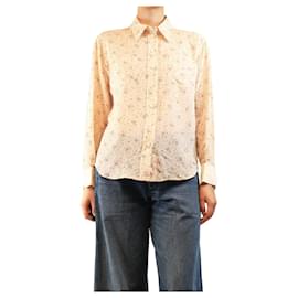 Chloé Blusa de seda estampada creme - size UK 10