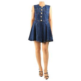 Self portrait Blaues Denim-Skater-Minikleid - size UK 12